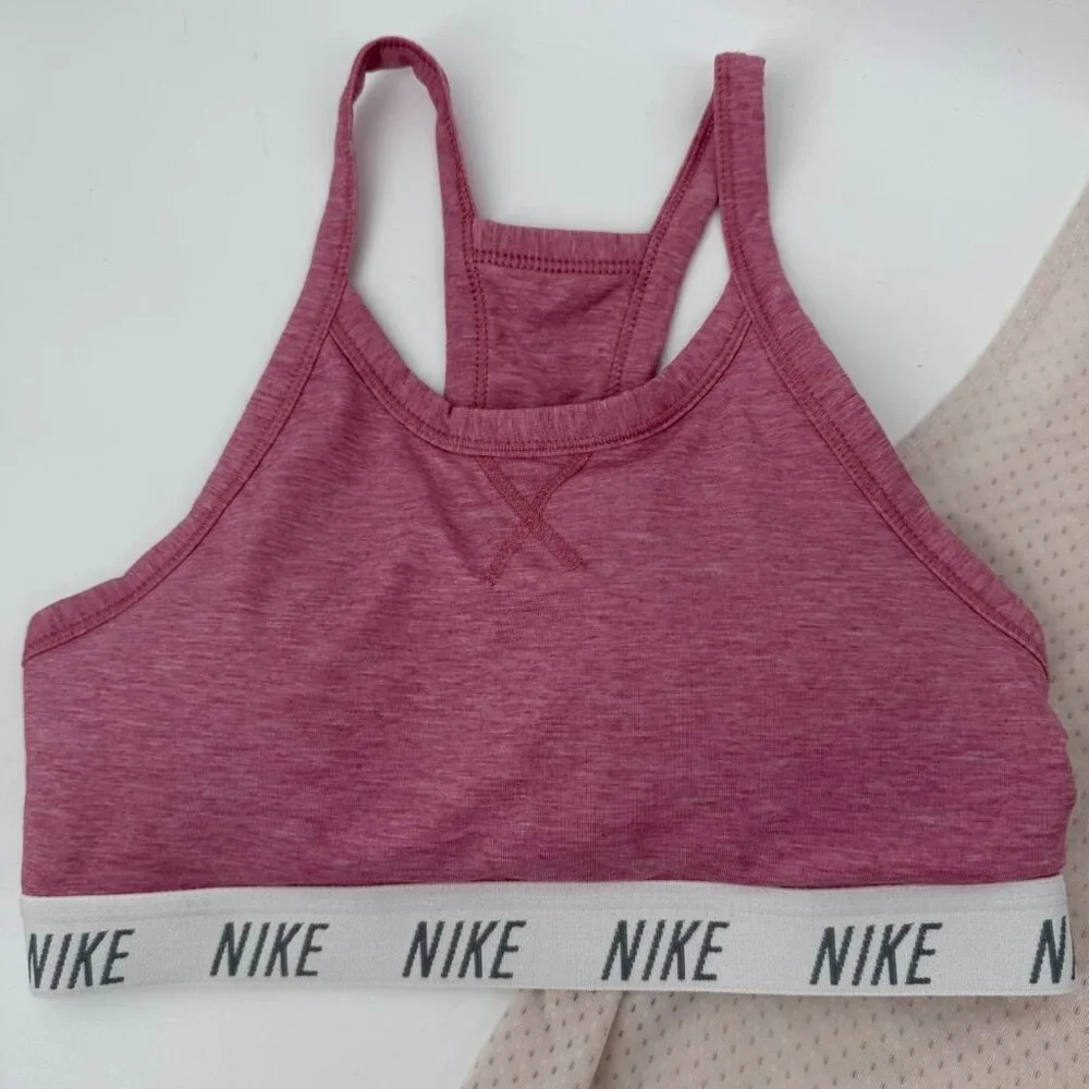 Nike Dri-FIT Women’s Sports Padded Bra Tank Tops Set of 2 Size S Pink Beige - Picture 2 of 6